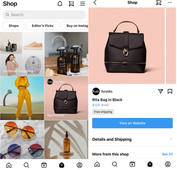 Instagram shop ny funksjon